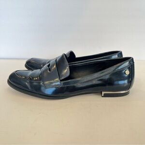 Calvin Klein Women's Loafer Size 7 Midnight Metallic Pearlescent Blue Preppy